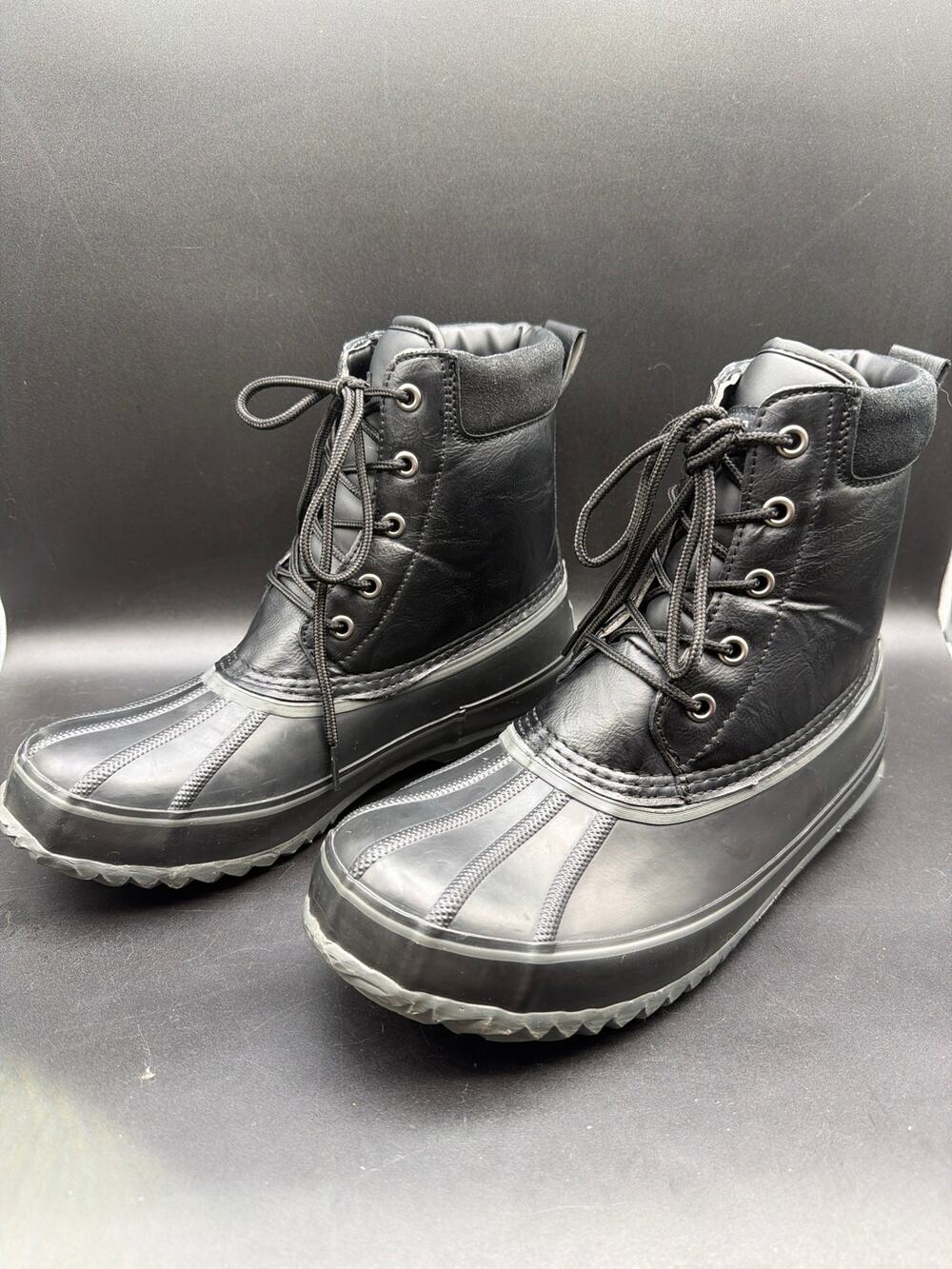 London Fog Ashford 2 Duck Boots Mens 9M Black Waterproof Insulated Winter Boots